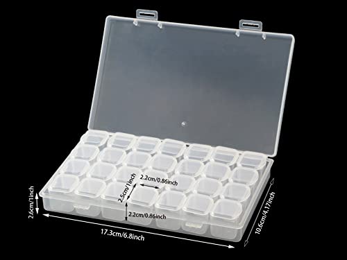 4 Pack Clear Storage Organizer for Seed Beads & Nail Crystal - size: 112 Slots 4 Pack 28 Grids