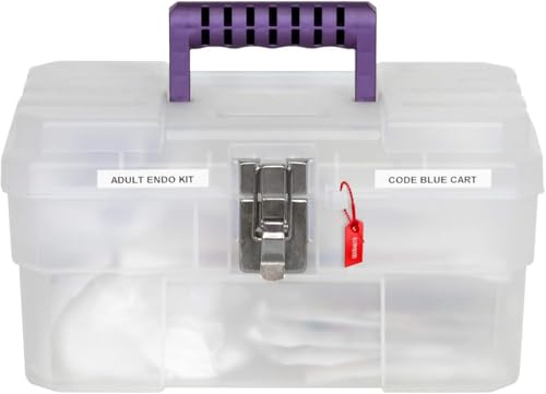 Akro-Mils 14-Inch Plastic Toolbox with Removable Tray, Steel Latch & Padlock Eye, Industrial-Grade Storage Box for Hobby Supplies, Crafts, and Tools, 14" x 8" x 8", Made in USA, Clear (09514)