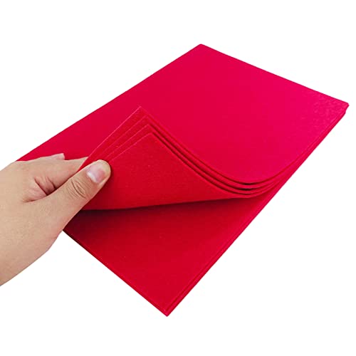 Jtnohx Stiff Felt, 2mm Thick Felt Sheets for Crafts, 8"x12" Hard Felt Fabric Squares 8Pcs for DIY Projects (Red) - color: Red