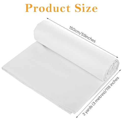 100% White Cotton Fabric 3 Yards 59 Inches Wide Cotton Quilting Fabric by The Yard, Soft Embroidery Muslin Fabrics for Sewing Material Apparel Cloth - color: White, size: 3 Yards
