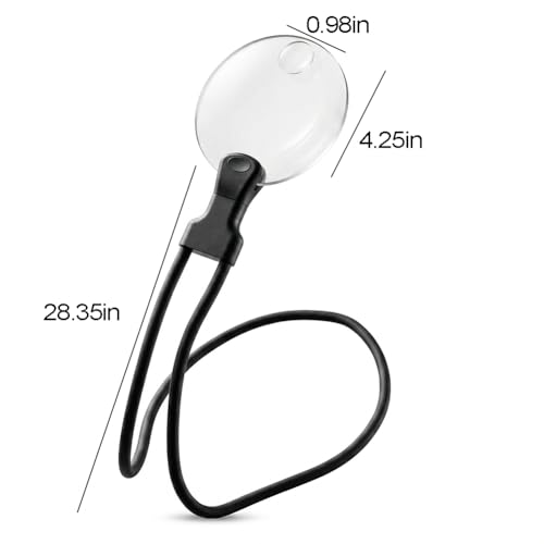 Hands-Free Magnifying Glass, 5X & 10X Dual Magnification, Neck Hanging & Desktop Stand Magnifier for Reading, Crafts, Inspection,Black - color: Black