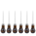 6 PCS Awl Tool Gourd Shape Wooden Handle, Durable Scratch Awl Tool for Leather Craft, Pin Punching, Hole Making, DIY Handmade Projects - color: Wood color