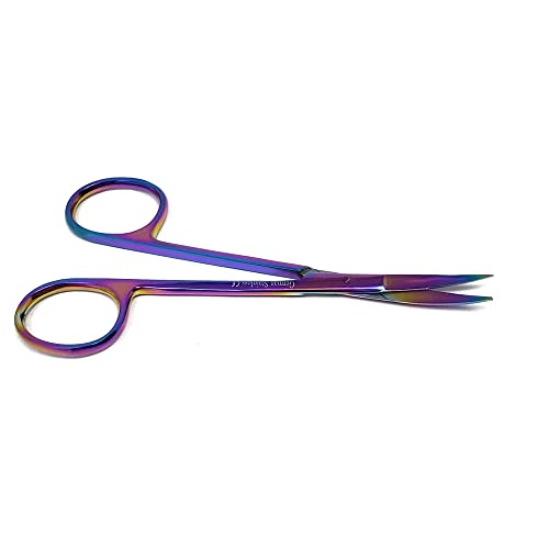 Premium Iris Scissors Micro Dissecting Scissors Curved 4.5" with Fine Sharp Blades Made of Stainless Steel Medical Surgical Tools (Multicolor) - color: Multicolor