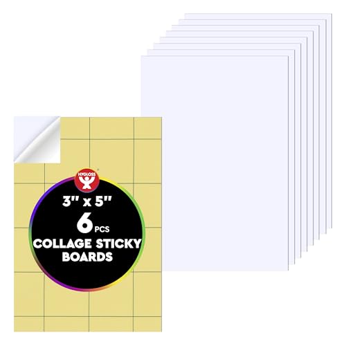 Hygloss Sticky Collage Boards - 6 Pack 3" x5” Self Stick Collage Boards for Kids - Peel & Stick Mounting Boards for Art Projects, School Crafts, Classrooms, and DIY Displays - size: 6-Pcs, style: Rectangle 3" x 5”