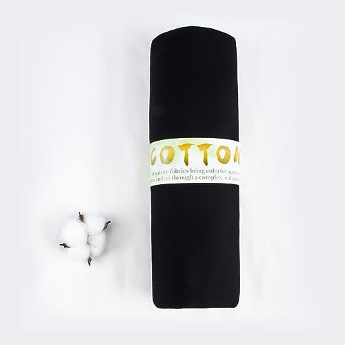 100% Black Cotton Fabric for Sewing by 1 Yard, 59”Width Quilting Fabric Medium Weight 5.8 oz, Muslin Fabric by The Yard, Embroidery Cloth - color: Black, size: 1yard