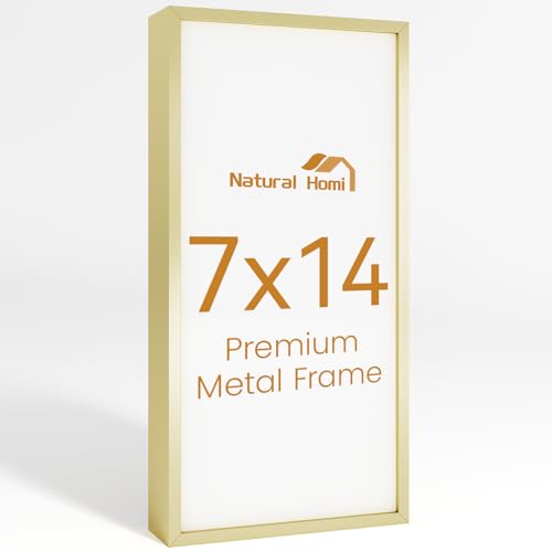 7x14 Aluminum Metal Picture Frame,Tempered Glass Gold Photo Frame 7x14 for Family Photo,Posters,Art,Document to Wall Mount Horizontally or Vertically - size: 7x14