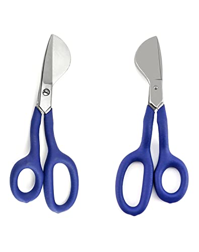 QWORK Duckbill Shears, 7 in Duckbill Applique Scissors, for Carpet Pile, Carpet Punch - Blue - size: 1 Pc