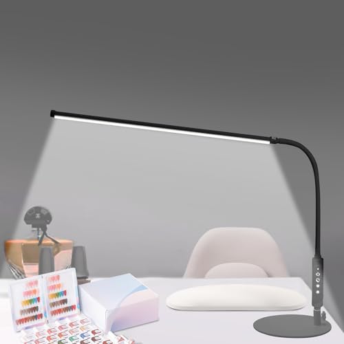 CGBE LED Desk Lamp, 23.6" Nail Light for Desk with Adjustable Gooseneck - color: Black-Table