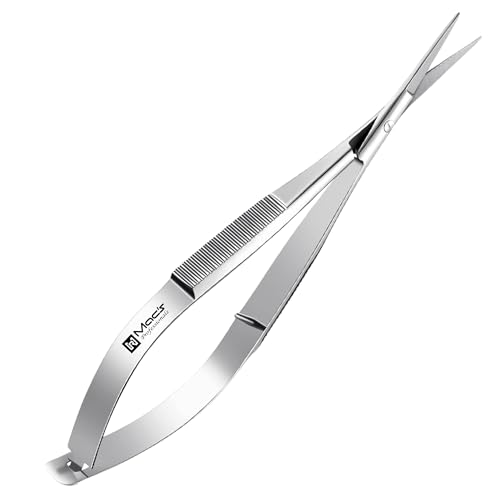 Eyebrow Micro Scissors 4.5” – Straight Castroviejo Stitch Cutting Scissors, Extra Sharp Spring-Action for Embroidery, ENT, Eye, Skin, Dental & Precision Grooming – 61050 - size: 4.5 inch (Pack of 1)