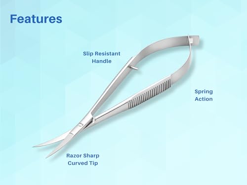 ARTMAN INSTRUMENTS Micro Scissors 4.5” Curved – Spring Action Precision Squeeze Scissors for Embroidery, Sewing, Crafts, Eyebrow Trimming & Stitch Cutting