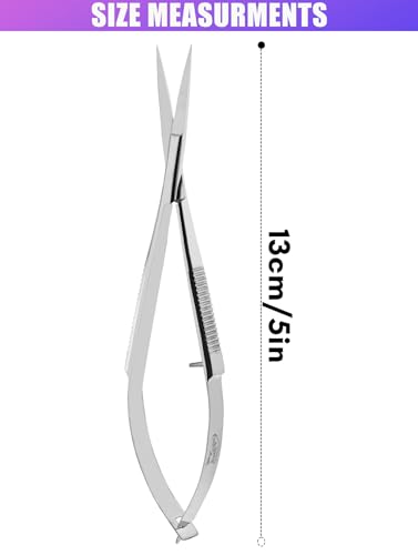 Cross Edge Spring Scissors 5 Inch straight Stainless Steel Precision Eyebrow & Eyelash Shaping & Trimming Scissor, Snips Squeeze, Embroidery, Knitting Micro Tip Craft Scissors (Silver) - color: Cec-ss-05
