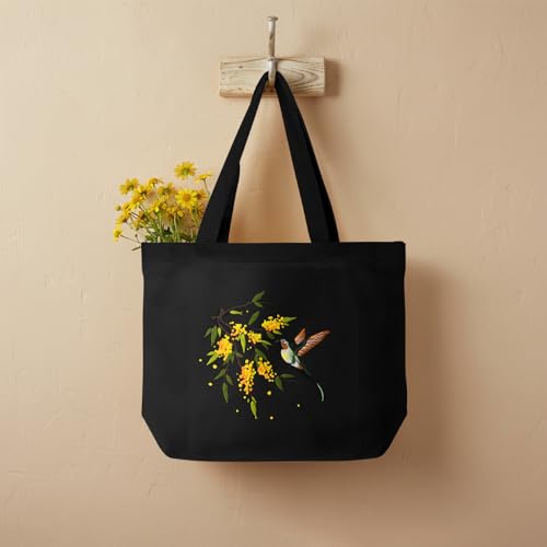 ERKOON Embroidery Canvas Tote Bag for Beginners, Floral Arts Crafts Cross Stitch Kits for Adults Including Stamped Embroidery Bag with Hoops, Needle, Instruction and Color Threads (Hummingbird) - color: Hummingbird