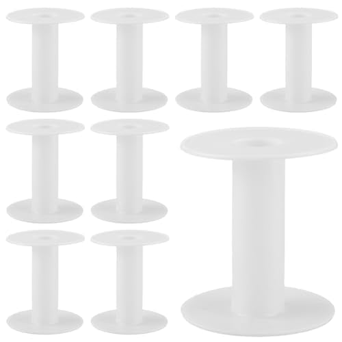 SUNNYCLUE 15Pcs 68 x 74mm Empty Plastic Spool Long Spools White Weaving Tread Chain Tape Wire Holder Organizer String Bulk for Crafts Cross Stitch Crochet Supplies Embroidery Needle Yarn Women Adults - size: 2.68 x 2.99in