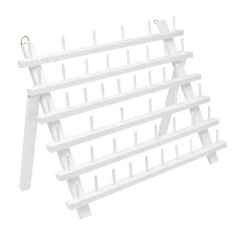 Mandala Crafts 60 Spool White Thread Rack Sewing Embroidery Thread Holders - color: White