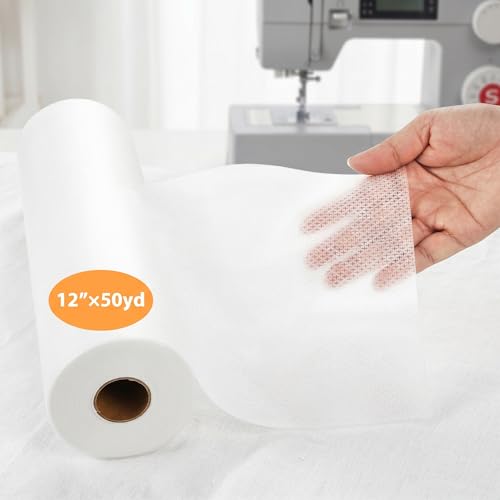 Jucoan No Show Mesh Embroidery Stabilizer 12" x 50 Yard, 1.5 Oz Light Weight Cut Away Invisible Embroidery Backing Stabilizer for Machine Embroidery and Hand Sewing Hoop & Stitch