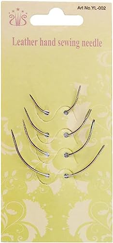 4 Pcs Silver Curved Leather Sewing Needles, Heavy Duty, Set for Weaving, Crafts & Repairing