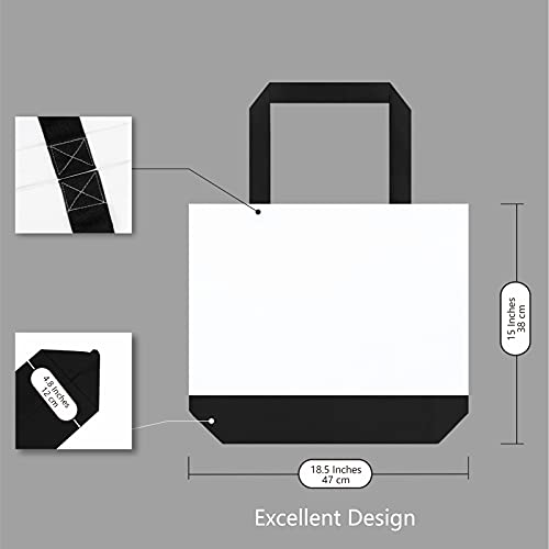 TOPDesign 1 | 3 | 6 | 12 | 24 Pack Super Strong Large 12oz Cotton Canvas Tote Bag, Reusable Grocery Shopping Cloth Bag, Fashionable Two-Tone Tote for Crafts, DIY Your Creative Designs (Pack of 1) - color: Black/White