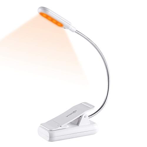 VAVOFO Clip On Rechargeable Reading Light, 7 LEDs with 3 Colortemperature 9 Brightness Levels Book Lights for Reading in Bed with Power Indicator for Bookworms Black (white1-Pack) - size: 1-Pack White