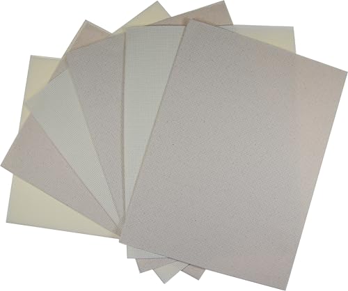 KCS 6 pc of 12" x 18"(30cmx45cm) 14CT Counted Cotton Aida Cloth Cross Stitch Fabric (Cream+Oatmeal) - color: Cream+oatmeal