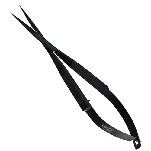 Cross Edge Spring Scissors 5 Inch straight Stainless Steel Precision Eyebrow & Eyelash Shaping & Trimming Scissor, Snips Squeeze, Embroidery, Knitting Micro Tip Craft Scissors (Black) - color: Cec-ss-03