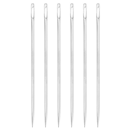 uxcell 6 Pcs Large Eye Sewing Needles, 3.94 Inch 2.3mm Steel Embroidery Thread Needle Sewing Big Eye Needle Knitting Needles for Hand Sewing Art Crafts, Silver - size: 100mm, 2.3mm