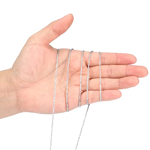 jijAcraft 328 Feet Silver String Twine - 1.5mm Metallic Ornament Thread Gift Wrapping - Inelastic Macrame Glitter Gold Cord for Gift Wrapping, DIY Crafts, Bracelets - color: Silver, size: 328 Feet