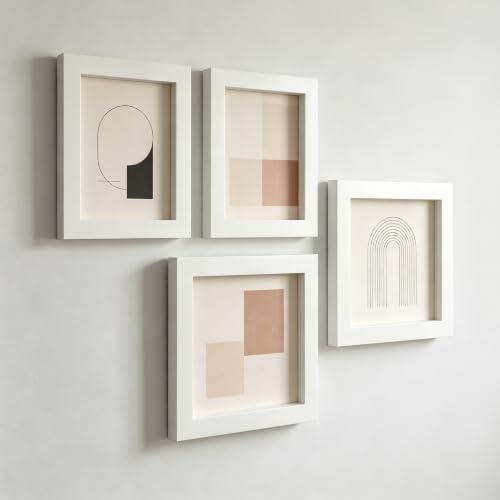 ZXT-parts 7x7 Picture Frames Set of 10, White Solid Wood Wall Mounted - size: 7x7