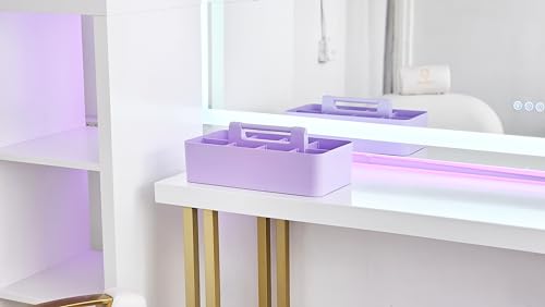 -Large Portable Caddy, DIY Dividers, 8 Compartments, School Office Supplies Home Business Basket with Handle Storage Modern Made in USA (3 PACK, Lavender) - color: Lavender, size: 3 PACK