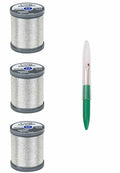 Coats & Clark Sewing Thread Metallic Embroidery Thread 125 Yards (3-Pack) Silver S990-9420-3P with Seam Ripper - color: S990-9420-Silver