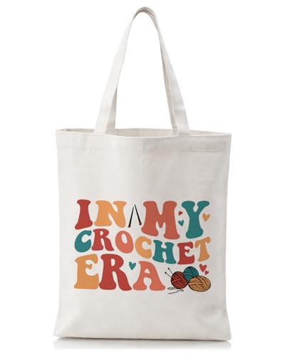 Cute Goose Crochet Canvas Tote Bag for Women - color: Crochet