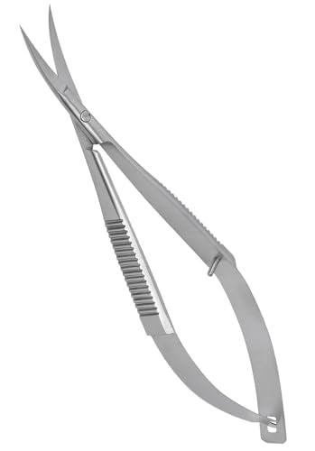 Micro Scissors 4.5" Curved Stainless Steel Embroidery Scissors Extra Sharp Applique Scissor Stitch Cutting for Eyebrow Trimming scissor for Grooming Sewing Arts & Craft Spring scissor.
