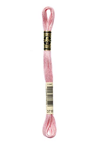 DMC 117-3716 Mouline Stranded Cotton Six Strand Embroidery Floss Thread, Light Dusty Rose, 8.7-Yard