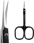 Professional Cuticle Scissors Extra Fine for Women and Men, Upgraded Curved Precise Pointed Tip Grooming Scissors for Trimming Eyebrow, Eyelash, Trim Nail and Dry Skin (Black)
