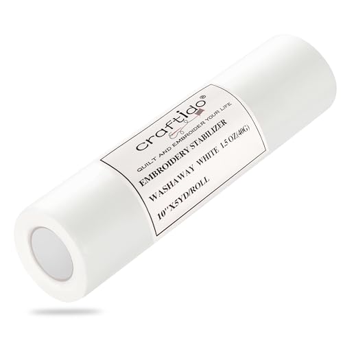 Craftido Wash Away Embroidery Stabilizer Backing -10" x 5 Yd/Roll - size: 10"x5yd roll