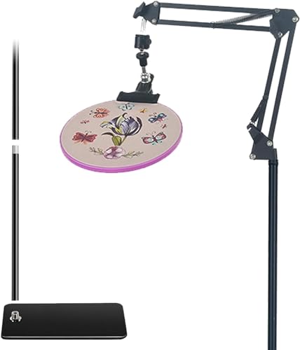 Embroidery Hoops Stand,Rotate Hand Embroidery Floor Stand Embroidery Hoop Holder Stand Can Move Freely Hand Embroidery Stands Floor Cross Stitch Hoop Stand Suitable for - color: Black