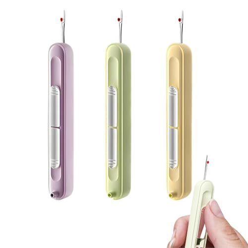2 in-1 Needle Threaders Seam Ripper 2024 New, Upgraded Seam Ripper Tools, Stretchable Remover Needle Threading (new-3PCS-Purple/Green/Yellow) - color: new-3PCS-Purple/Green/Yellow