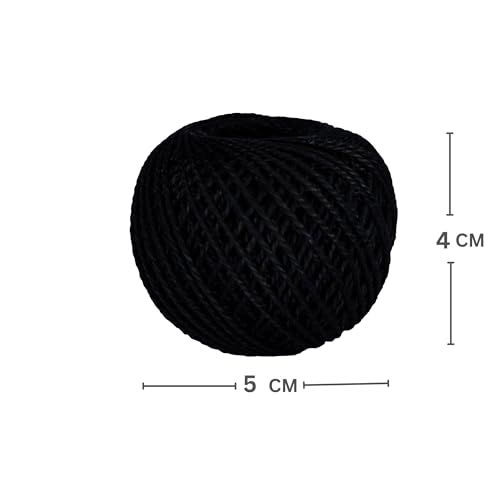 KGS Crochet Thread Cotton Yarn Balls | Size 8 | 10 Balls | 10 Grams Each Ball | Total 100 Grams of Pearl Cotton Thread for Crocheting, Cross Stitch, Needlepoint Hand Embroidery (Black) - color: Black