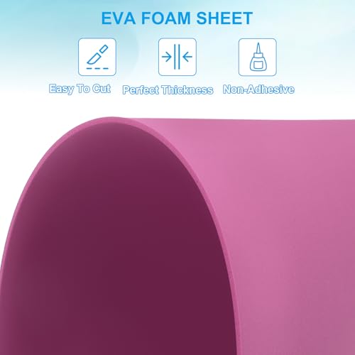 PATIKIL EVA Foam Sheet 10Pcs 12x8 Inch 2mm Thick Rose Red - color: Rose Red