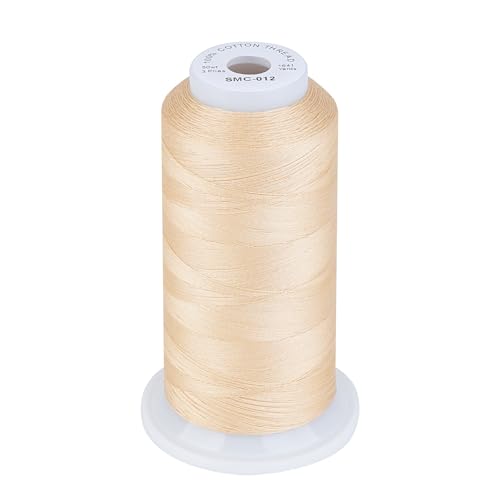 Simthread 100% Cotton Thread 50wt 1641 Yards Eggshell for Home Sewing Quilting Machine - color: Eggshell