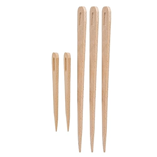 Haosie Wood Needle, 5pcs Wooden Weaving Crochet Needles Hand Loom Stick