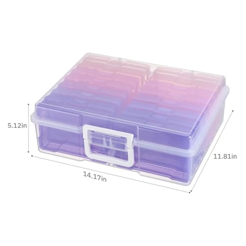 4" x 6" Plastic Photo Storage Case with 16 Inner Photo Boxes - color: Pink & Purple