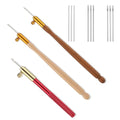 3 Pcs Embroidery Crochet Hook Kit - Wood Handle French Drum Hooks with 9 Needles Tambour Hook Latch Beaded Needle for Embroidery, Sequin Beading, Knitting, DIY Sewing