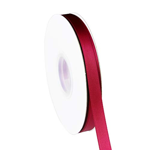 ITIsparkle 3/8" Inch Double Faced Satin Ribbon 50 Yards-Roll Set for Gift Wrapping Scrap Books Party Favor Hair Braids Baby Shower Decoration Floral Arrangement Craft Supplies, Wine 275# Ribbon - color: Wine