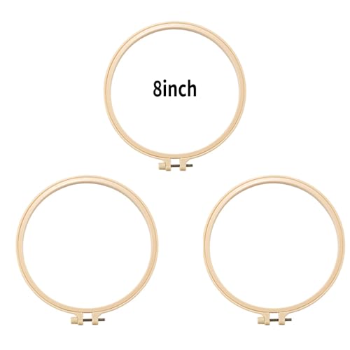 3Pcs 8 Inch Plastic Embroidery Hoops with Sewing Scissors, Seam Ripper,Needle Threader, Round Cross Stitch Hoops with Adjustable Screw, Lightweight & Durable Craft Hoops. - color: white