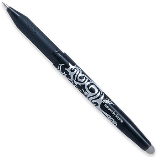 PILOT Frixion Heat/Friction Erasable Rollerball Pen FR7 - Medium Line 0.7mm Tip Nib - In Envelope Gift Packaging -Pack of 3 (Black) - color: Black