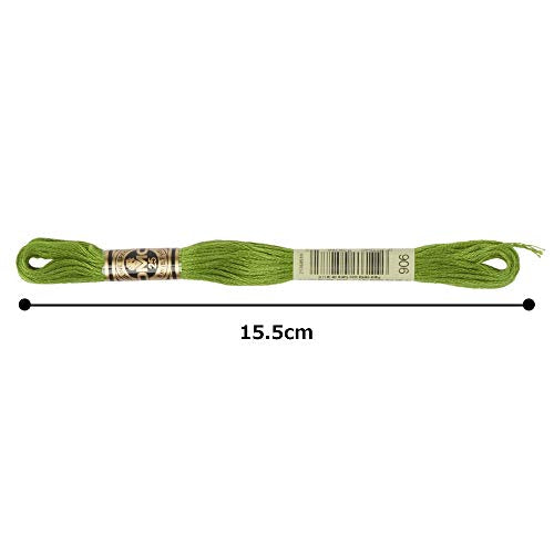 DMC 6-Strand Embroidery Cotton Floss, Medium Parrot Green - color: Medium Parrot Green, size: 8.7 yards