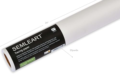 SEMLEART Artit's Tracing Paper roll,32lb/50gsm, 24 inch x 25 Yard,Translucent Tracing Paper for Pencil, Marker and Ink - Trace Images, Sketching,Drawing - size: 24in×25yd