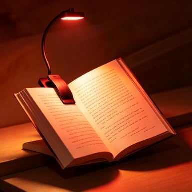 Choudao Rechargeable Red Light Book Light, Portable Reading Light,Black - color: Large clip-red light