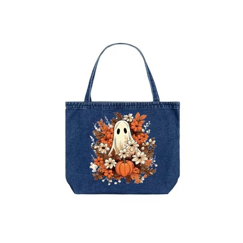 Halloween Iron on Transfers Pumpkin Bow Iron on Patches 3 Sheets Fall Floral Heat Transfer Vinyl Designs Cute Ghost with Flower Iron on Decal for Hat Women&Men T-Shirt Pillow Canvas Bag DIY Decor - size: S1