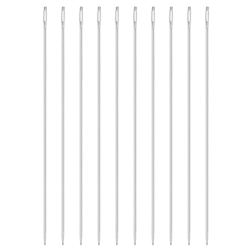 uxcell 50Pcs Large Eye Needles, 5.91" 1.6mm High Carbon Iron Embroidery Thread Needle Sewing Big Eye Needle Knitting Needles for Hand Sewing Art Crafts, Silver - size: 1.6x150mm